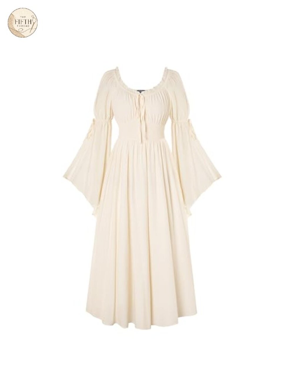 Renaissance Costume Peasant Medieval Maxi Dress Long Slit Bell Sleeve